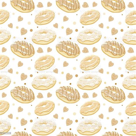 Beautiful Vector Seamless Pattern With Monochromatic Sepia Donut Stock