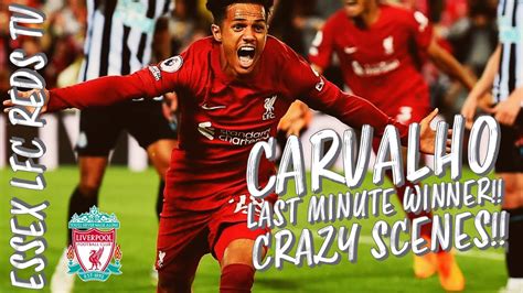 Fabio Carvalho Scores 98th Minute Winner Crazy Scenes At Anfield Liverpool 2 1 Newcastle