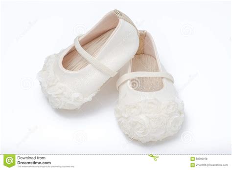Cute Baby Shoes For Girl Kids On White Background Stock