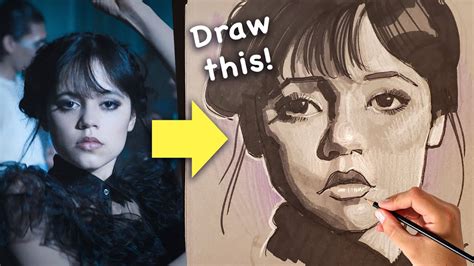 Jenna Ortega Drawing How To Draw Wednesday Addams Youtube
