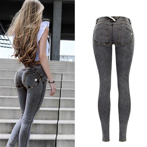 Sexy Low Waist Jeans Woman Peach Push Up Hip Skinny Denim Pant For