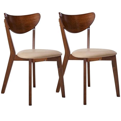 Bowery Hill Curved Back Dining Side Chair In Tan And Chestnut Cymax