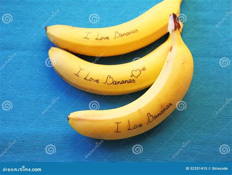 Image Of Banana With Calligraphy I Love Bananas Royalty Free Stock