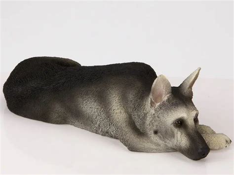 German Shepherd Blacksilver Dog Figurine Cremation Urn Wphoto Holder