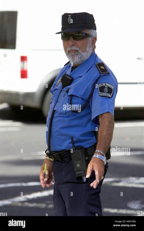 Cool Grey Bearded Policia Local Spanish Police Officer Directing