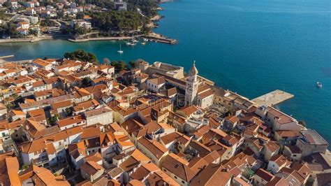 Aerial View Of Historic Adriatic Town Of Krk Island Of Krk Kvarner Bay Of Adriatic Sea