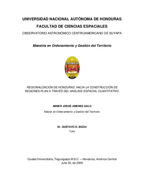 (PDF) UNIVERSIDAD NACIONAL AUTÓNOMA DE HONDURAS FACULTAD DE CIENCIAS ESPACIALES | Kelly ...