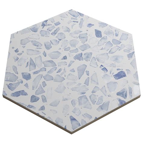 Terrazzo Hex Blue 9 Matte Porcelain Tile