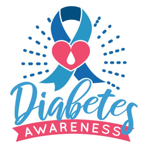 Diabetes Awareness Ribbon Drop Heart Badge Sticker Transparent Png