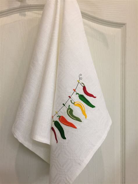 Tea Towel Linen Cotton Dish Towel Embroidery Kitchen Towel Etsy