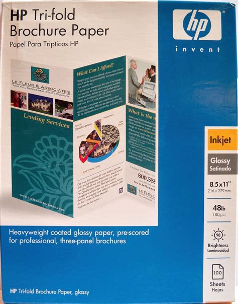Hp Tri Fold Brochure Paper Glossy 100 Sheets 85 X 11 Printer Paper