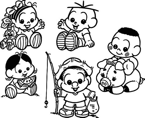 Class coloring pages are a fun way for kids of all ages to develop creativity, focus, motor skills and color recognition. Turma Da Monica Class All Baby Character Coloring Page ...