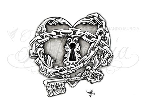 Tattoo Stencil And Pencil Drawings And Sketches Heart Lock And Key By