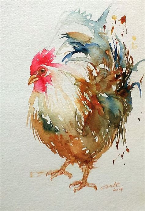 Rooster White Original Art 6x9 By Artiart On Etsy Inspiracion