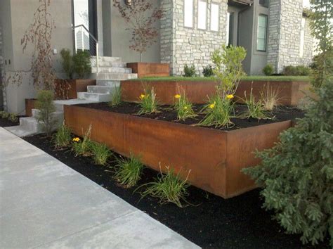 Corten Steel For Retaining Walls Modern Landscape Design Front Yard