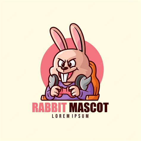 premium vector happy face rabbit playing video game mascot logo