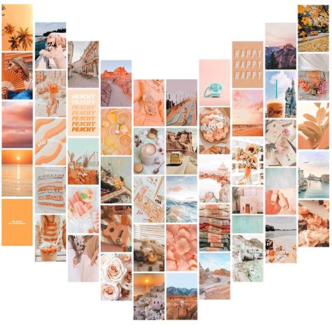 Buy Beige Wall Collage Kit Aesthetic Pictures Peachy Aesthetic Room