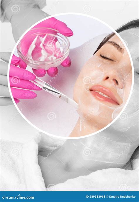 Beautician Makes A Face Mask Of A Woman To Rejuvenate The Skin Cosmetology Treatment Of Problem