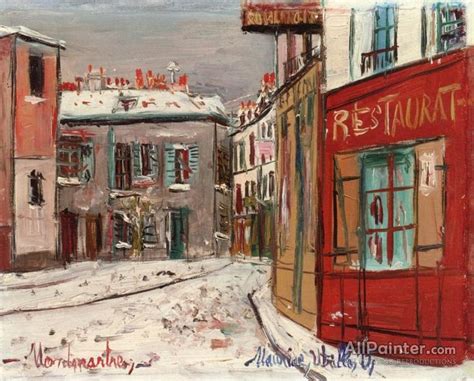 Maurice Utrillo Rue Norvins In Montmartre Oil Painting