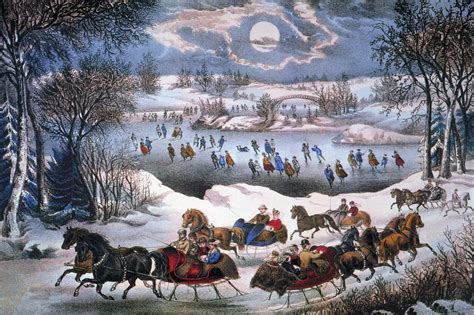 New York Central Park Currier And Ives Classic Winter Snowscape