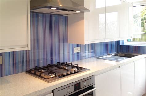 These blue splashbacks are a dulux colour match, javan dawn. Striped glass splashbacks: abstract designs for wall art ...