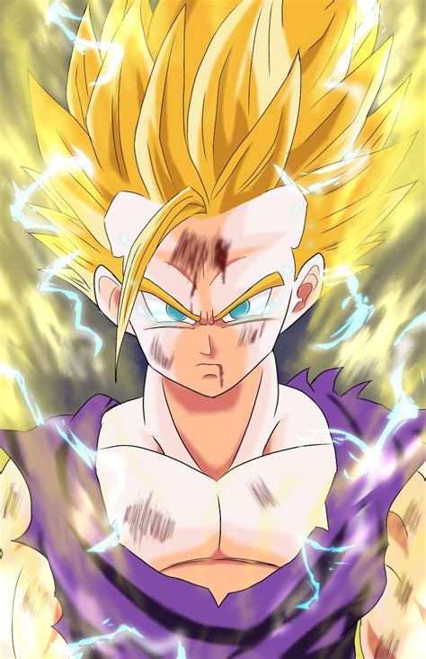 The Dragon Ball Hero Is In Action With His Eyes Wide Open And Yellow