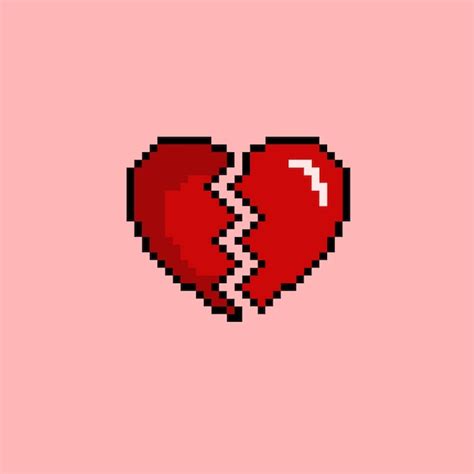 Premium Vector Broken Heart With Pixel Art Style