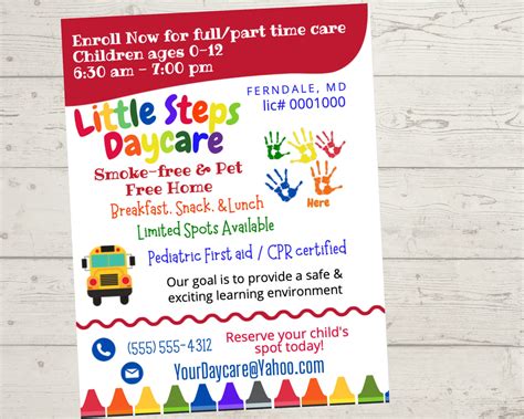 Child Care Flyer Template Baby Sitting Playtime Theme Etsy