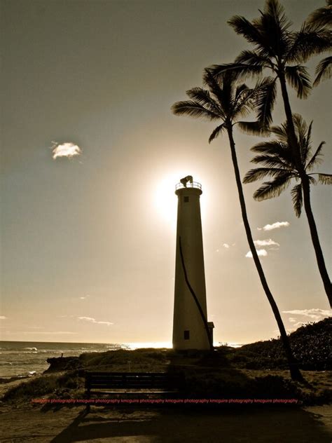 Oahu Hawaii Lighthouse At Sunset Fine Art