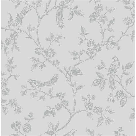 Shimmer Birds Wallpaper Soft Grey Silver Ilw980044