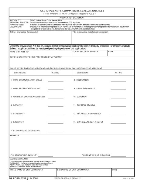 Da Form 5339 Fillable Printable Forms Free Online