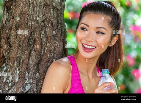 Beautiful Fit Chinese Asian Girl Young Woman With Perfect Teeth Resting
