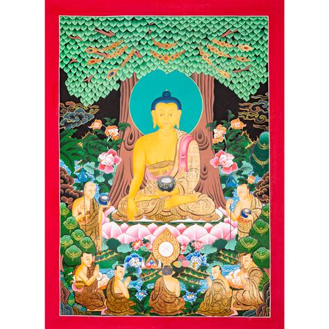 Shakyamuni Buddha Thangka Painting On Traditional Cotton Canvas