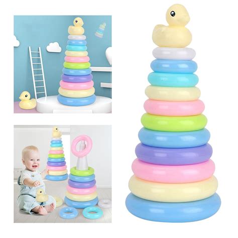 Baby Stacking Rings Stack Nesting Sorting Baby Toy Colourful Rainbow