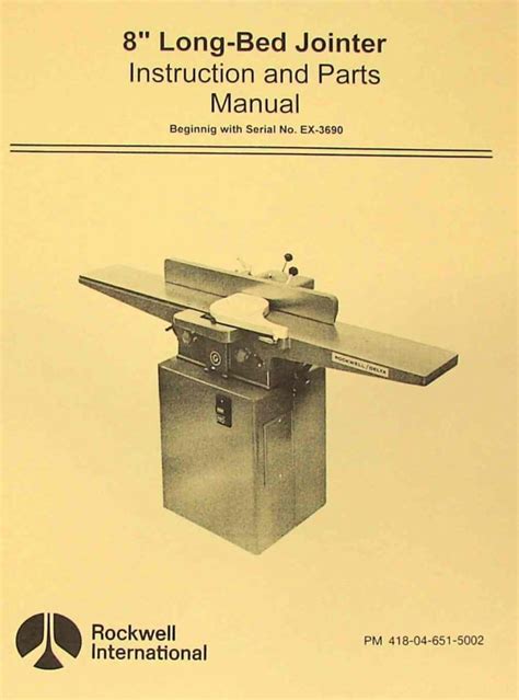 Rockwell Jointer Operator Part Manual Ozark Tool Manuals Books