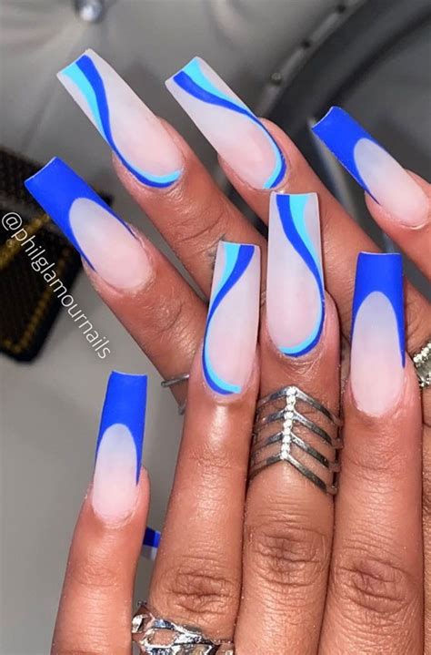 Best Summer Nails 2021 To Rock Your Look Blue Swirl Coffin Nails