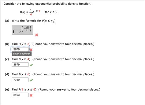 Solved Consider The Following Exponential Probability Chegg