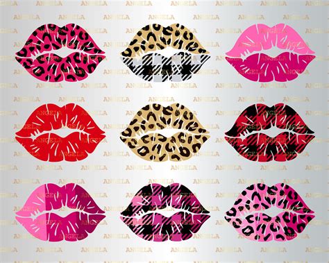 Kiss Svg Lips Svg Bundle Leopard Lips Svg Lipstick Mark Etsy