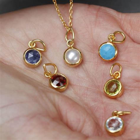 Birthstone Gemstone Charm Necklace In Silver Or Gold By Auren