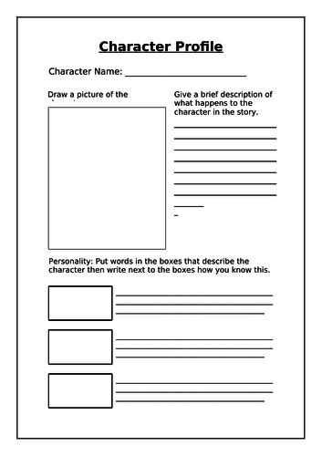 Character Profile Teaching Resources