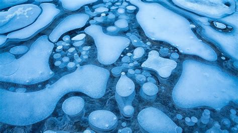 Nature Winter Ice Bubbles Frost Blue Snow Wallpapers Hd Desktop