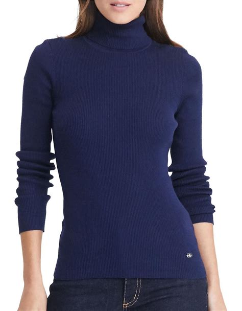 Lauren By Ralph Lauren Ribbed Turtleneck Sweater In Blue Save 50 Lyst