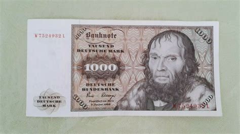 Streifen mit einem speziellen hologramm auf der oberseite 2. Original 1000 DM Deutsche Mark Schein von 1980