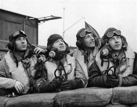 czech slovak pilots from a hurricane fighter squadron watching some of their colleagues in
