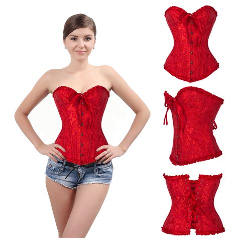 women s steampunk corset sexy gothic bustier lace up boned waist trainer shaper ebay