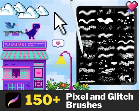 Procreate Pixel Glitch Brushes Pixel Art Design Procreate Retro