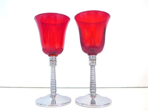 Pair Vintage Red Glass Keystoneware Wine Glasses Red Glasses Etsy Red Glass Glass Fancy