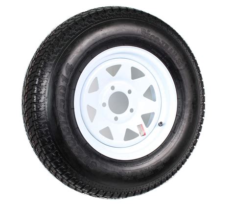 14 White Spoke Trailer Wheel With Bias St20575d14 Tire Mounted 5x45