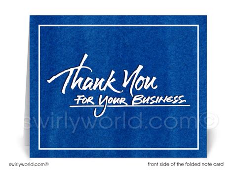 Corporate Blue Customer Thank You Note Cards Swirly World Design