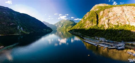 Panoramic And Drone Landscape Of Geiranger Fjords Geirangerfjord
